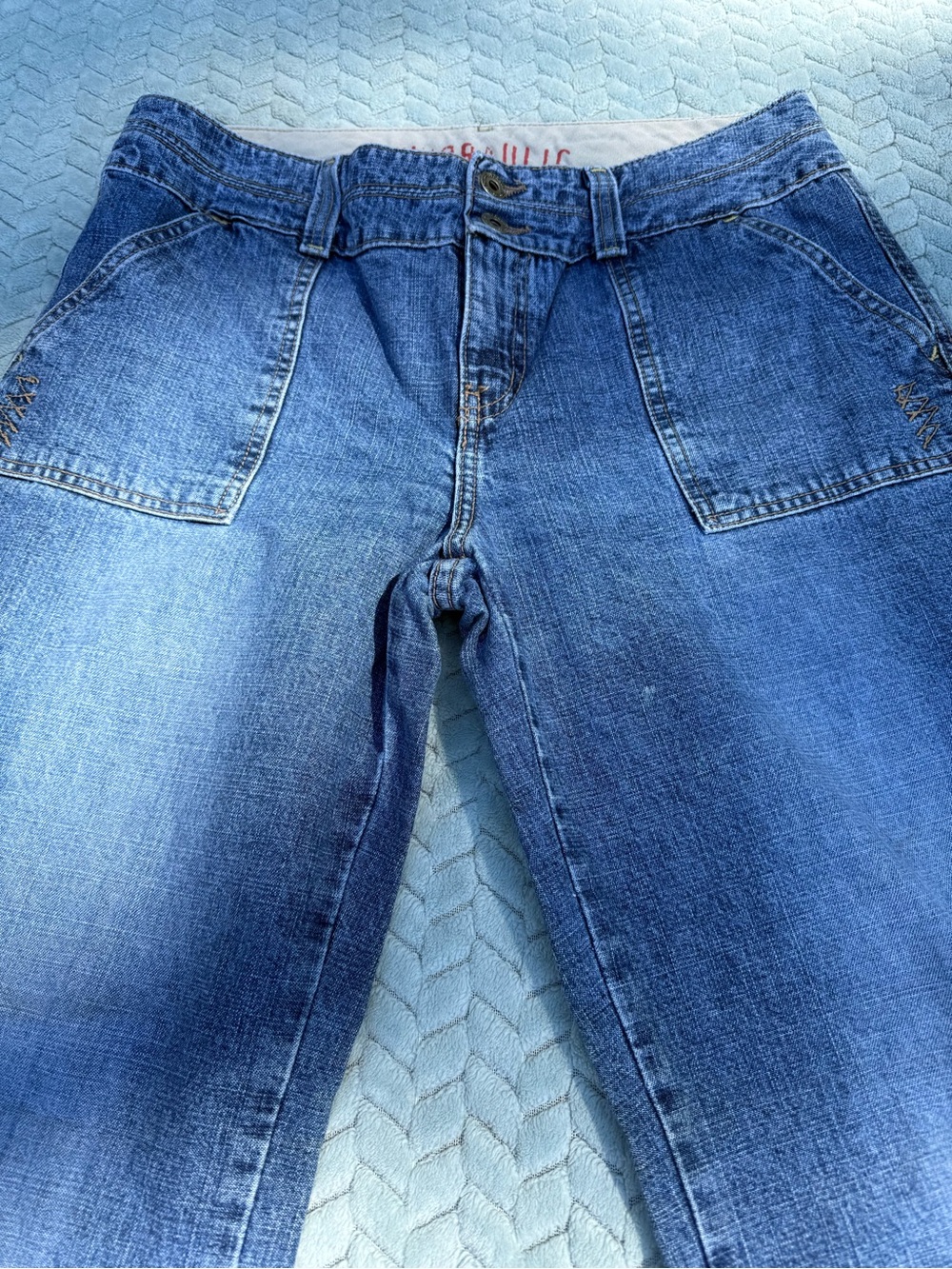 Vintage Y2K Hydraulic Jeans 100% Cotton Rigid Denim Blue Size 10 Wide Flare - Picture 13 of 14